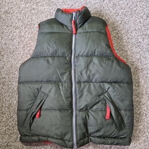 BOY GAP KIDS XS Puffer Down Waterfowl‎ Filled Vest Reversible Olive Green/Orange